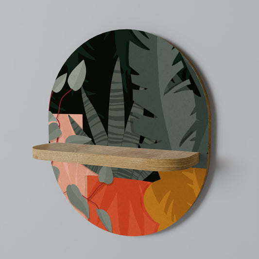 COMPOSIZIONE TROPICALE Mensola ovale in effetto rovere