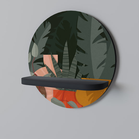 COMPOSIZIONE TROPICALE Mensola rotonda in finitura nera