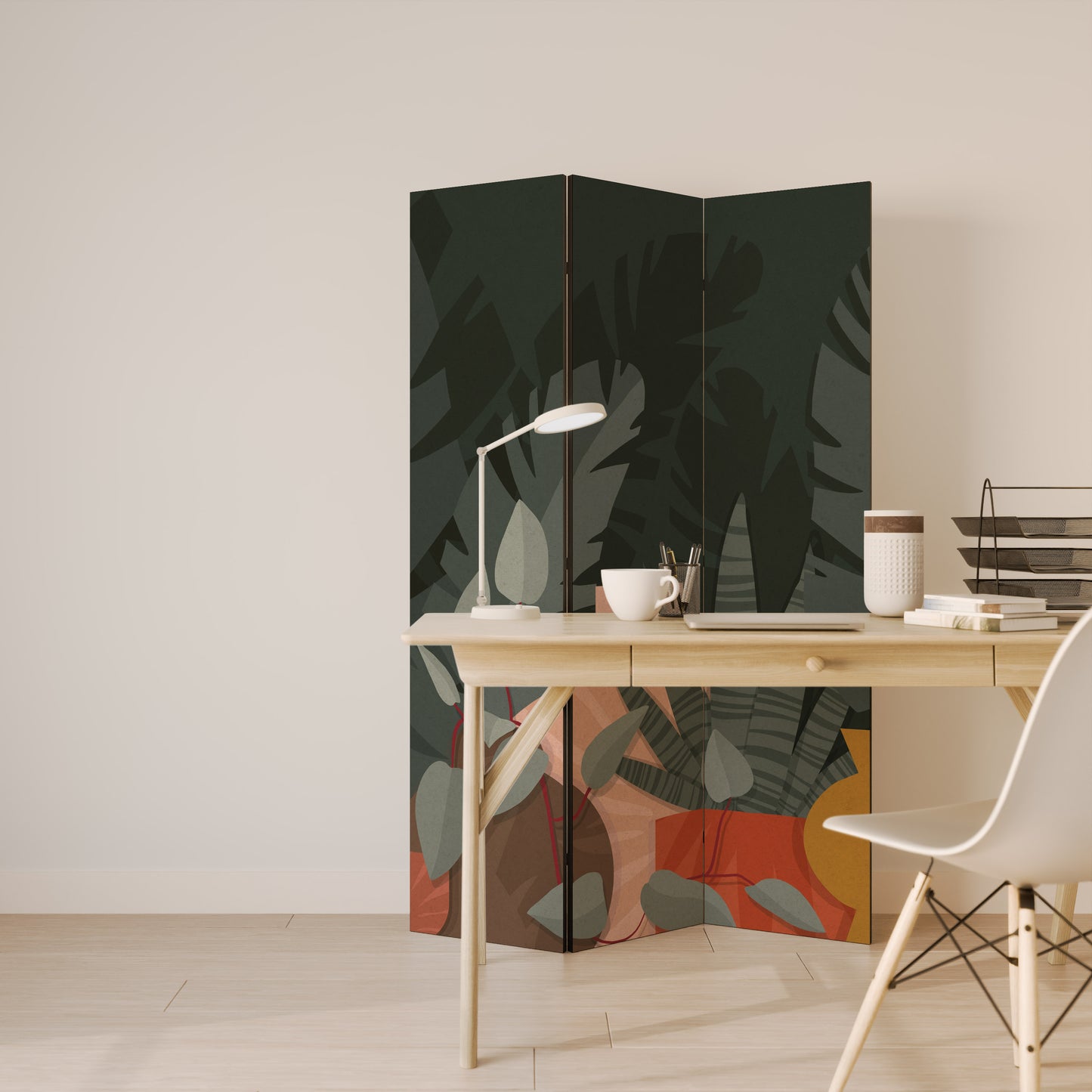 COMPOSIZIONE TROPICALE Divisorio decorativo per ambienti a 3 pannelli