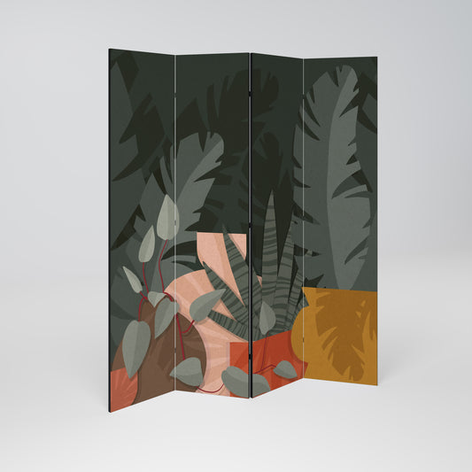 COMPOSIZIONE TROPICALE Divisorio decorativo per ambienti a 4 pannelli