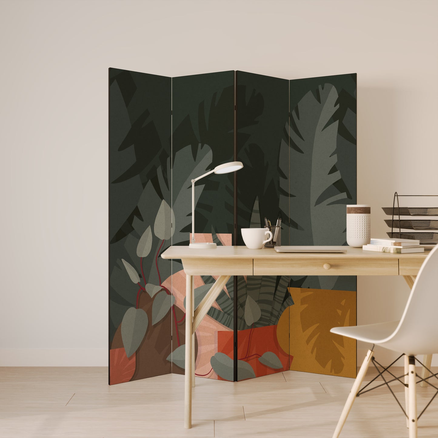 COMPOSIZIONE TROPICALE Divisorio decorativo per ambienti a 4 pannelli