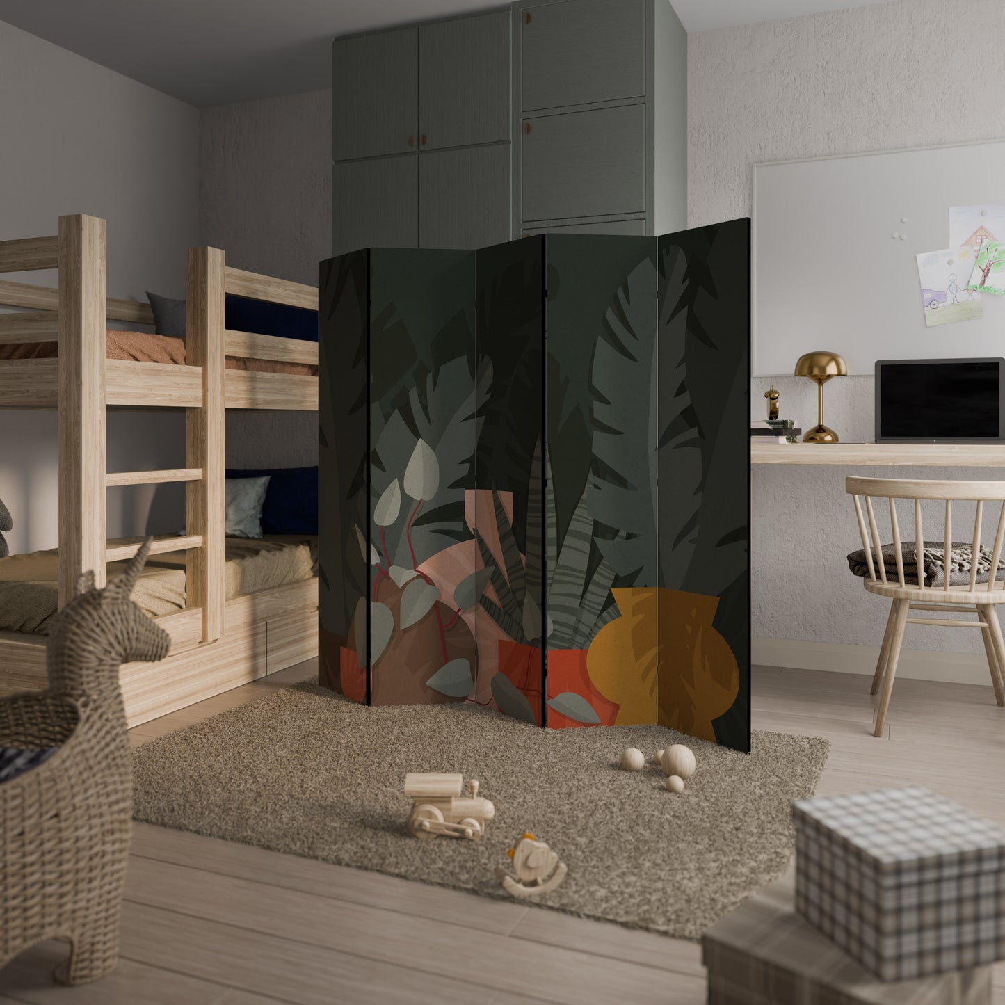 COMPOSIZIONE TROPICALE Divisorio decorativo per ambienti a 5 pannelli