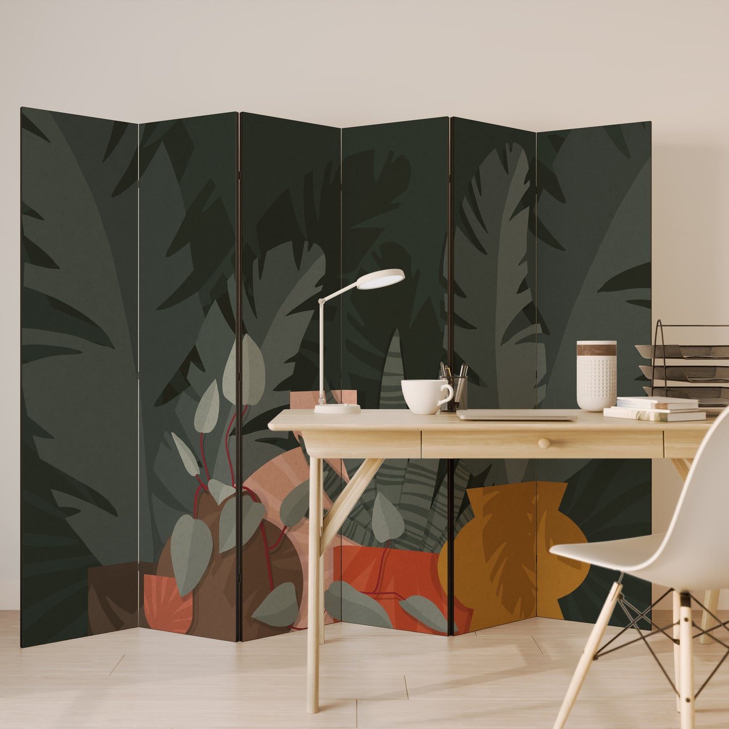 COMPOSIZIONE TROPICALE Divisorio decorativo per ambienti a 6 pannelli