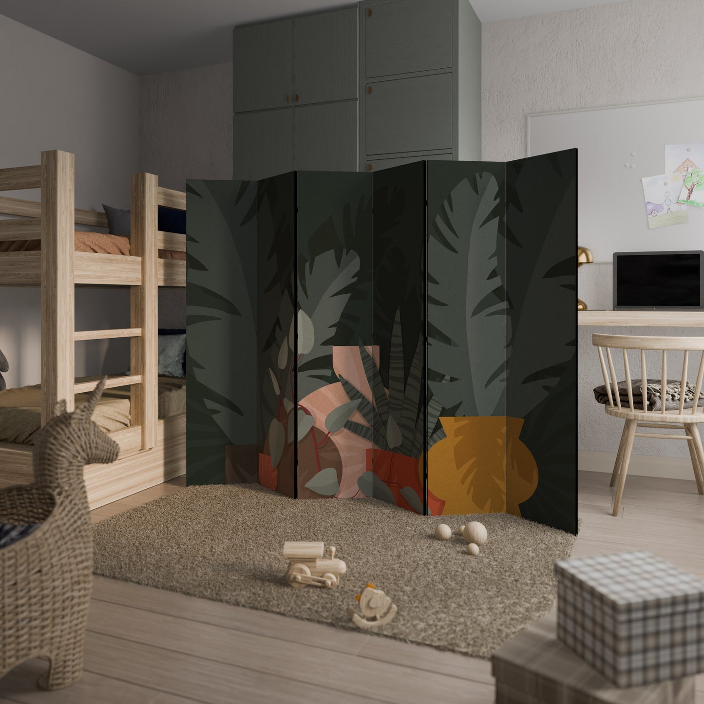 COMPOSIZIONE TROPICALE Divisorio decorativo per ambienti a 6 pannelli