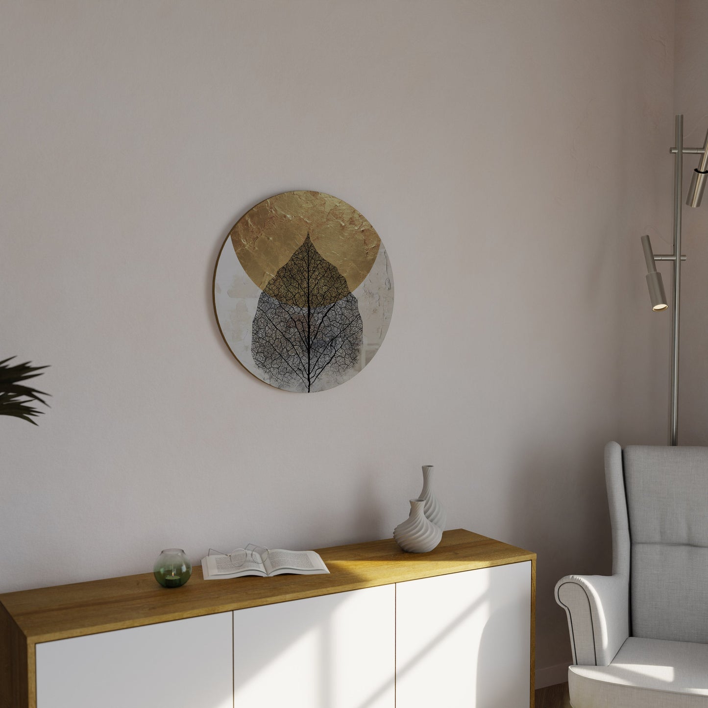 GOLD NERVATIO Round Wall Art