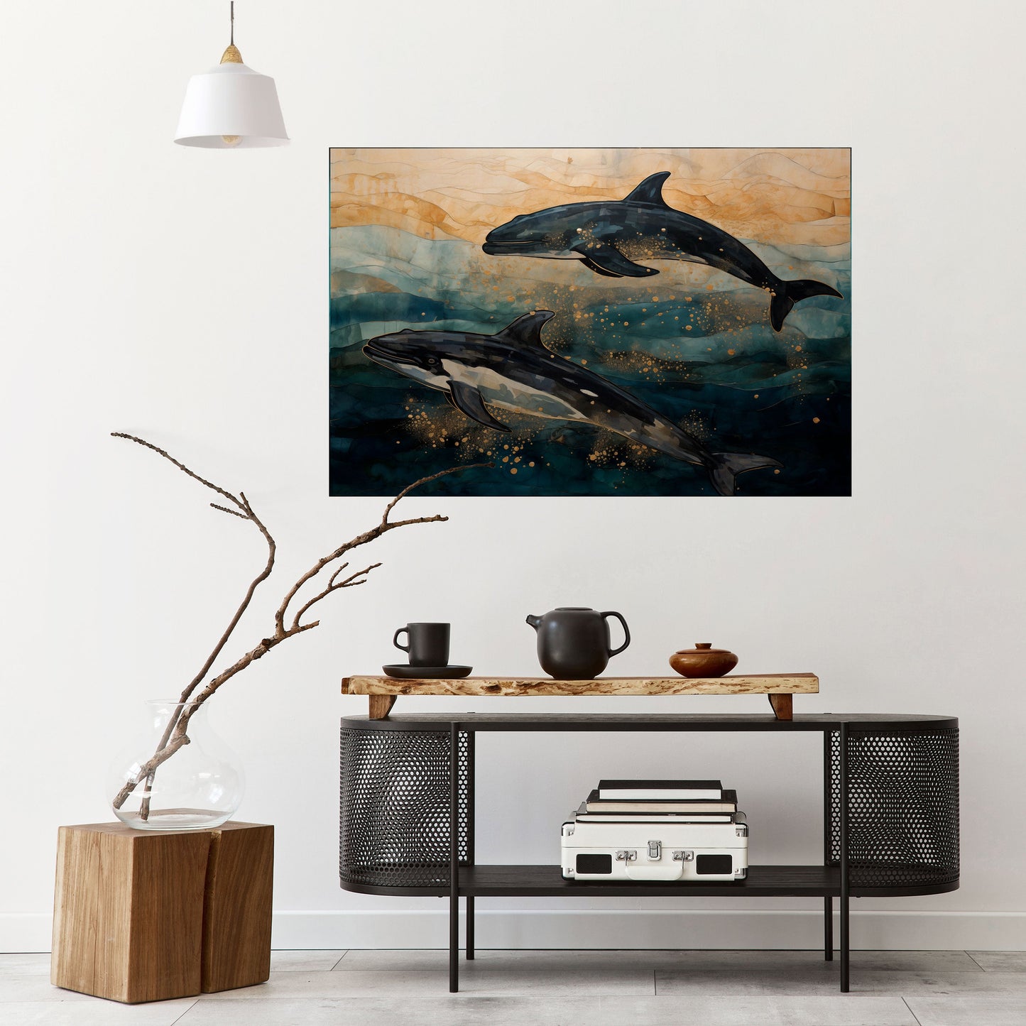 GOLDEN WAVES Poster orizzontale staccabile e attaccabile