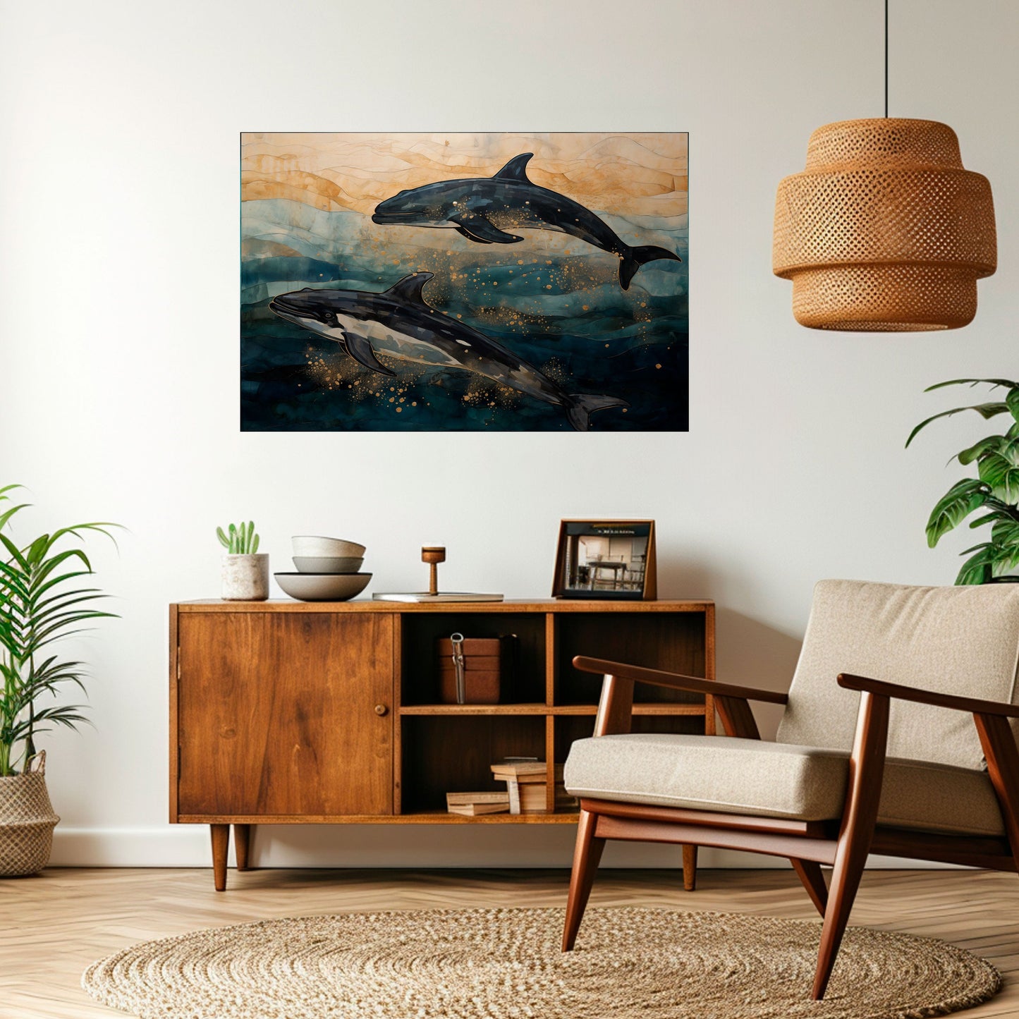 GOLDEN WAVES Poster orizzontale staccabile e attaccabile
