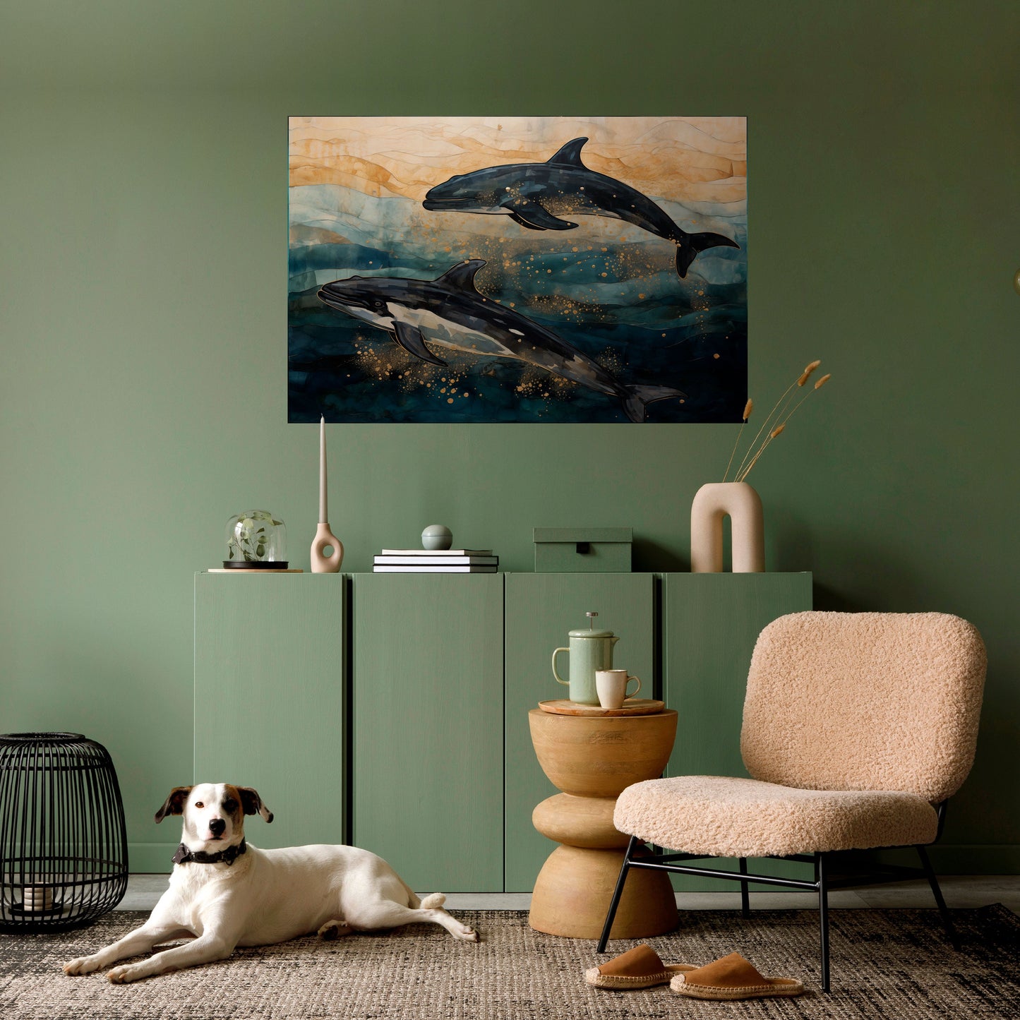 GOLDEN WAVES Poster orizzontale staccabile e attaccabile