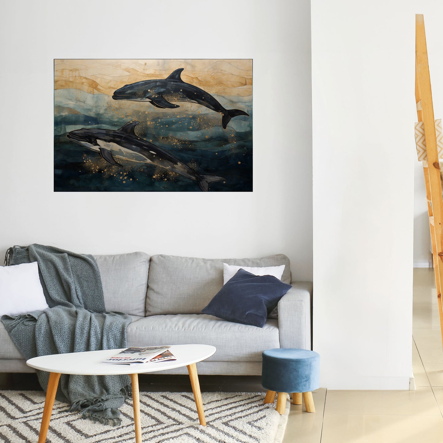 GOLDEN WAVES Poster orizzontale staccabile e attaccabile