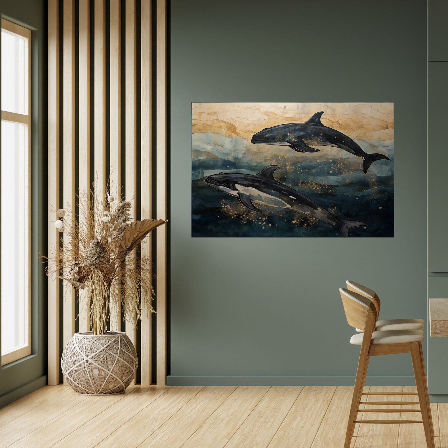 GOLDEN WAVES Poster orizzontale staccabile e attaccabile