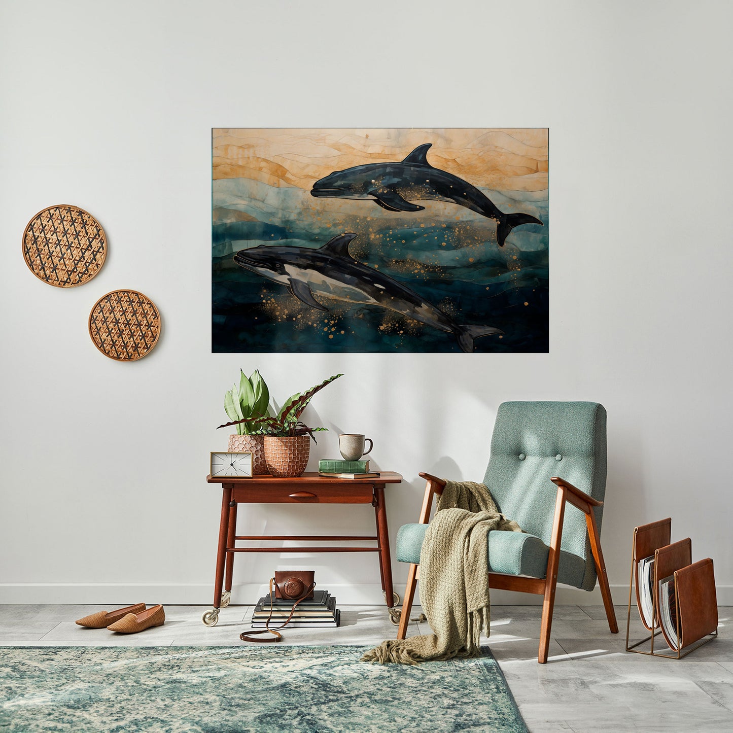 GOLDEN WAVES Poster orizzontale staccabile e attaccabile
