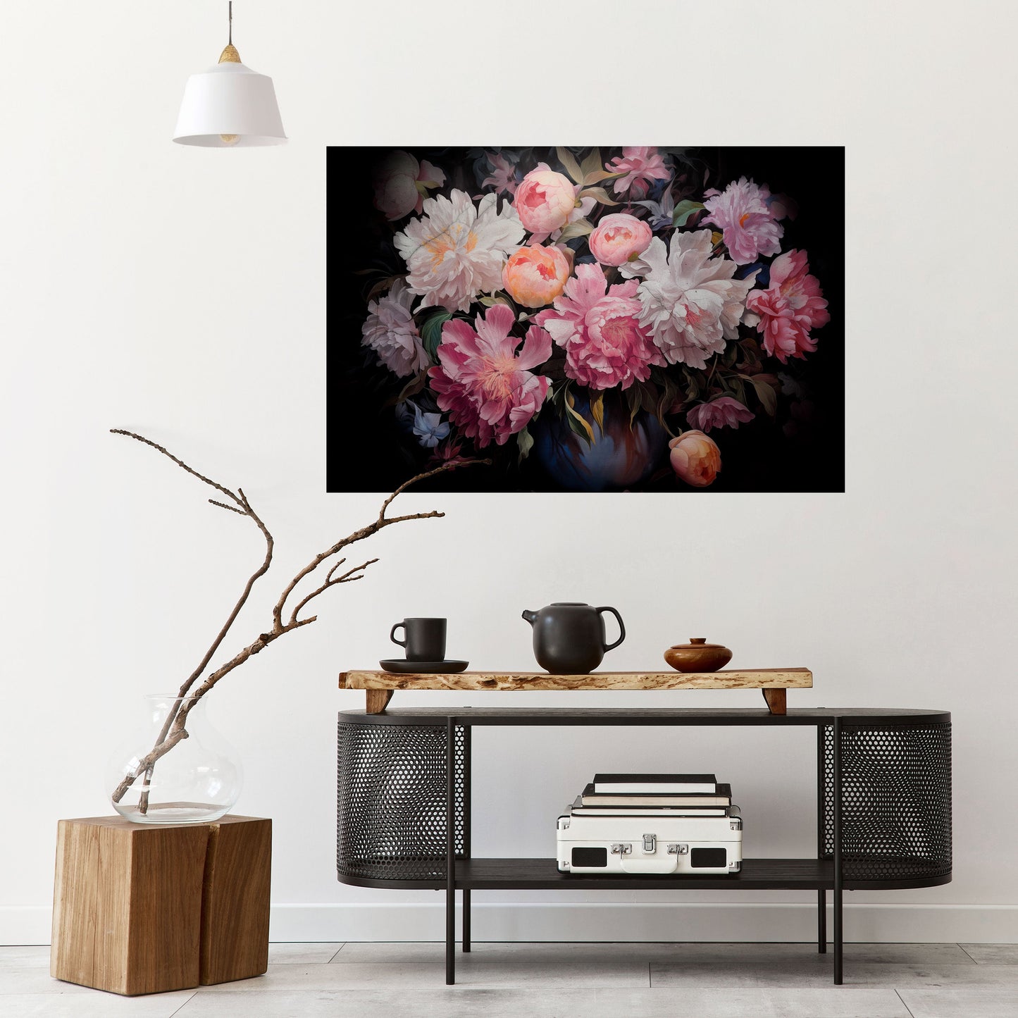 Poster orizzontale staccabile e attaccabile "PEONIE SCHIACCIATE"