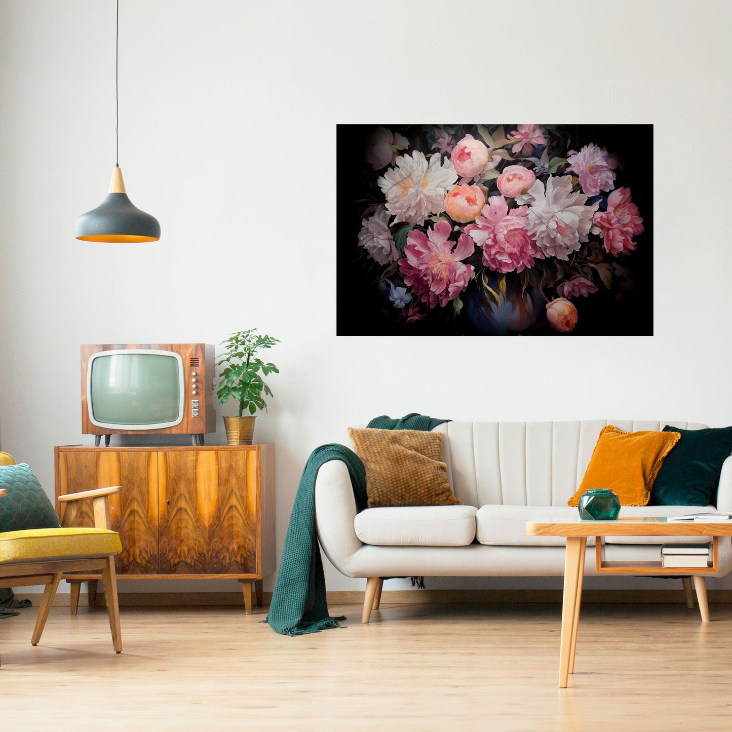 Poster orizzontale staccabile e attaccabile "PEONIE SCHIACCIATE"