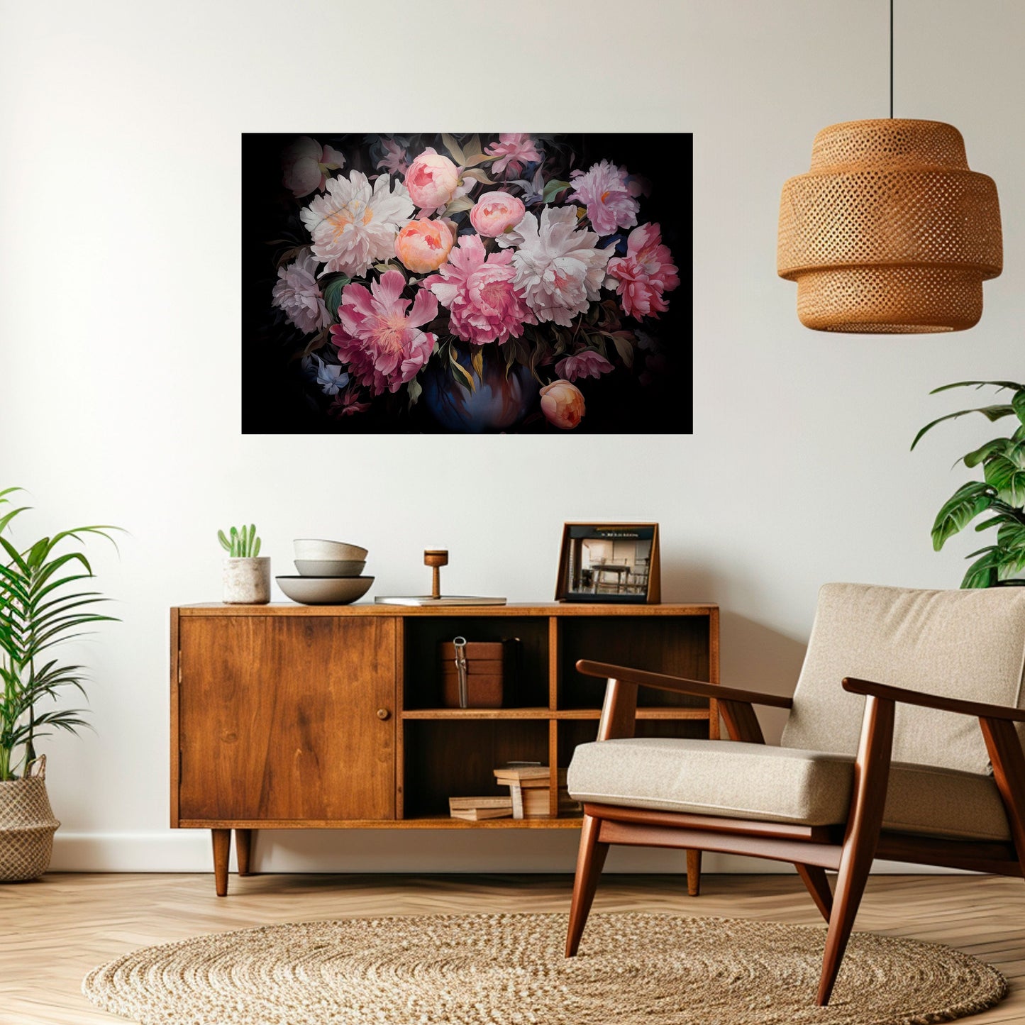 Poster orizzontale staccabile e attaccabile "PEONIE SCHIACCIATE"