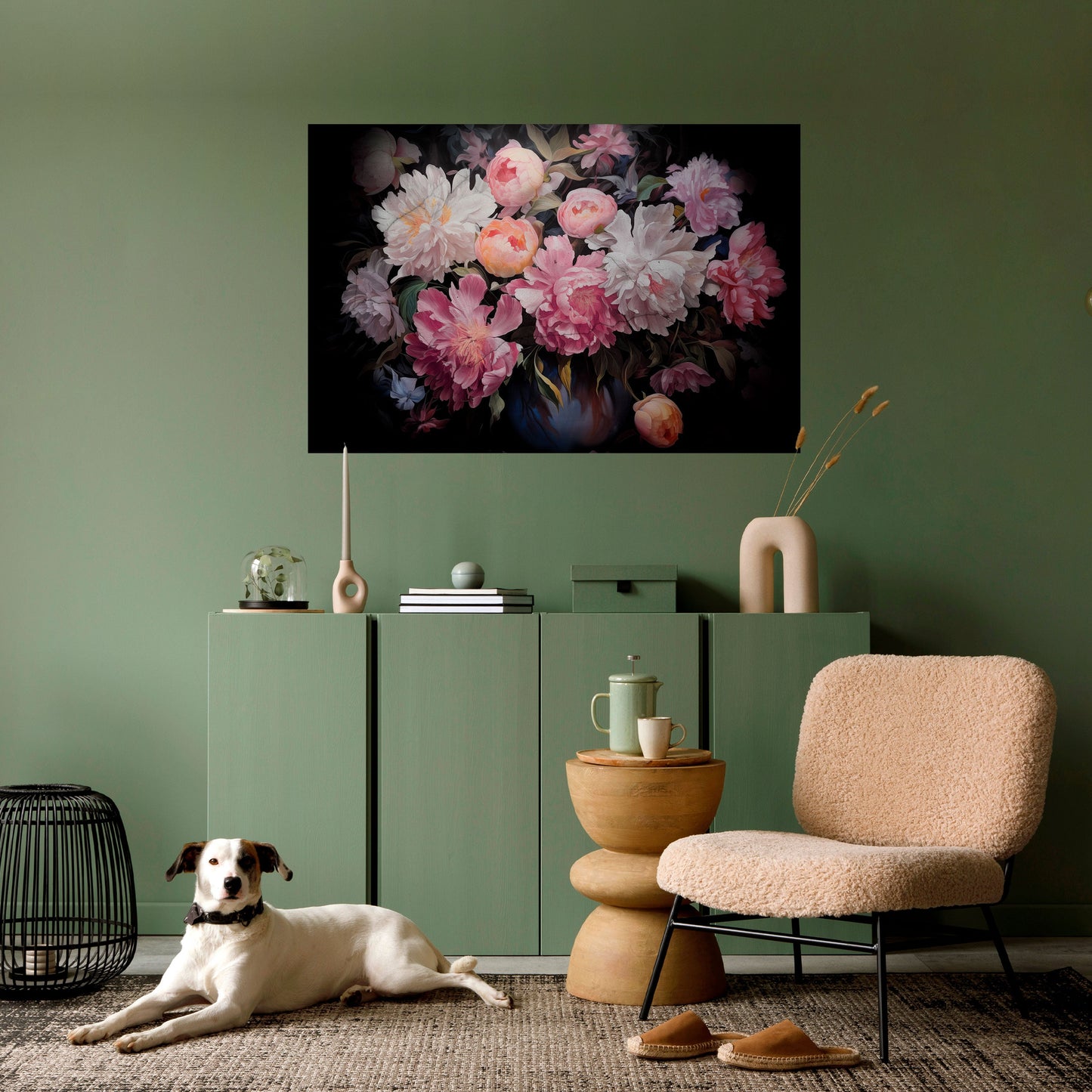 Poster orizzontale staccabile e attaccabile "PEONIE SCHIACCIATE"