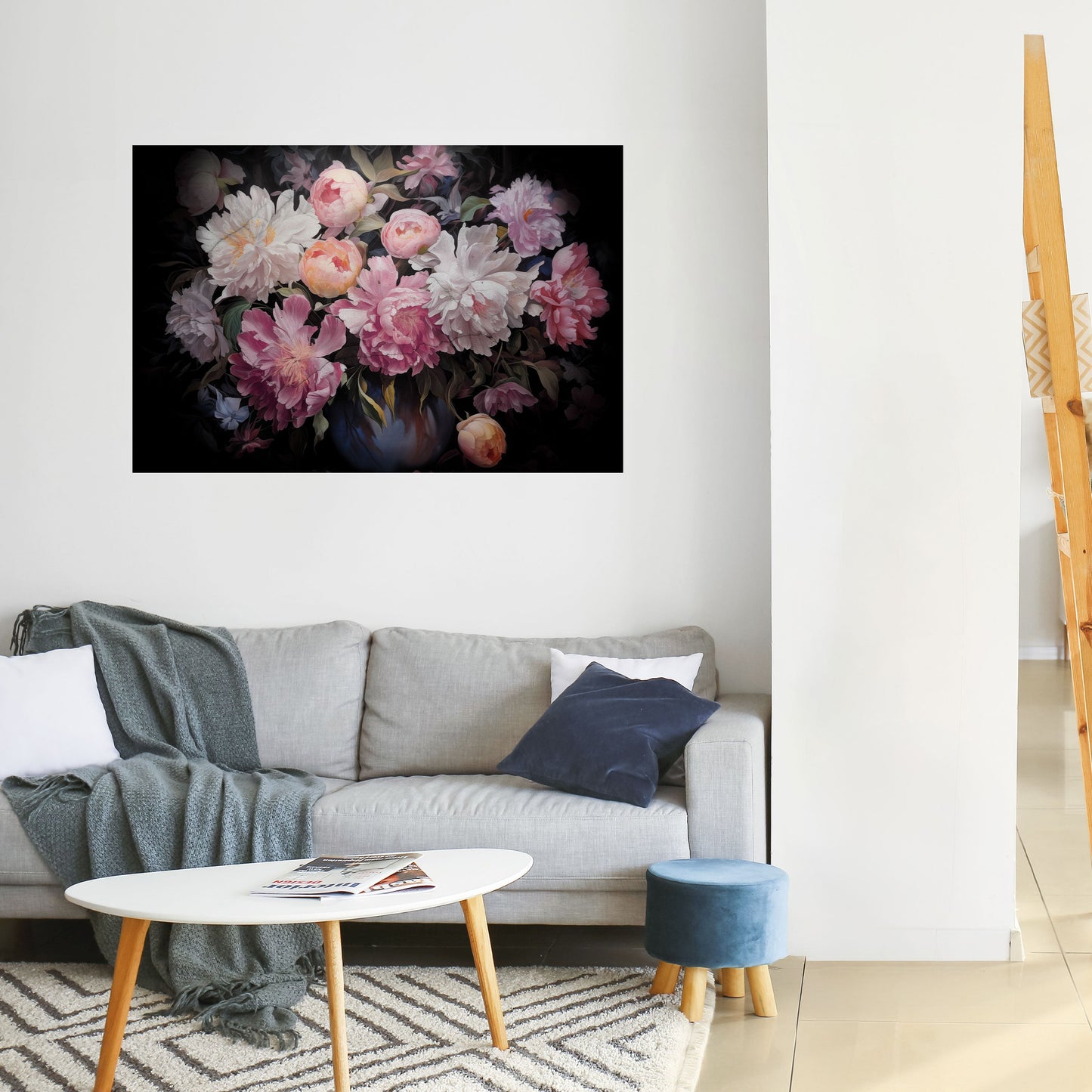Poster orizzontale staccabile e attaccabile "PEONIE SCHIACCIATE"