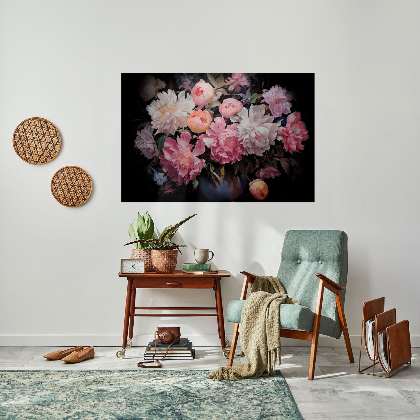 Poster orizzontale staccabile e attaccabile "PEONIE SCHIACCIATE"