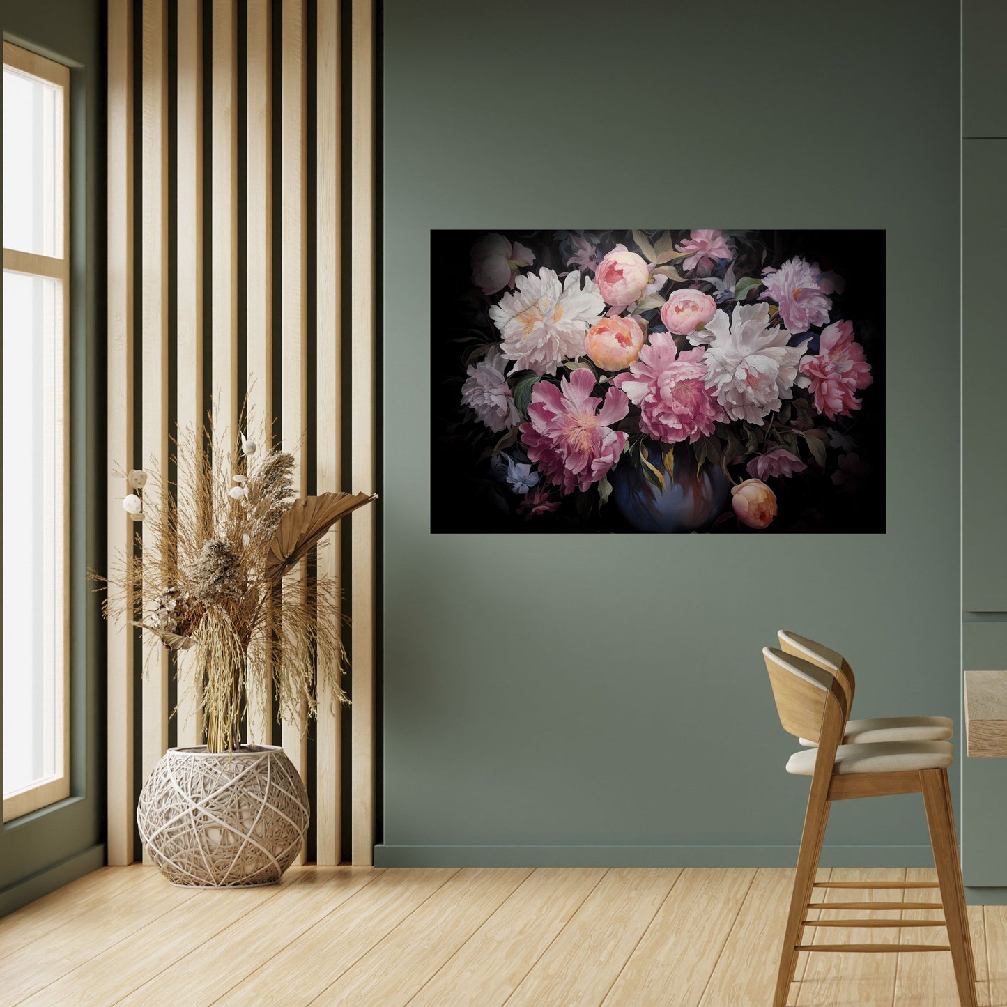 Poster orizzontale staccabile e attaccabile "PEONIE SCHIACCIATE"