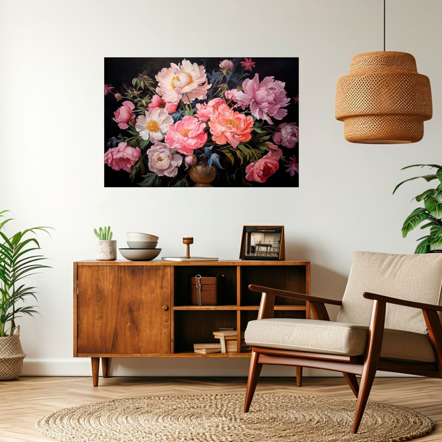 PEONIE IN FIORE Poster orizzontale staccabile e attaccabile