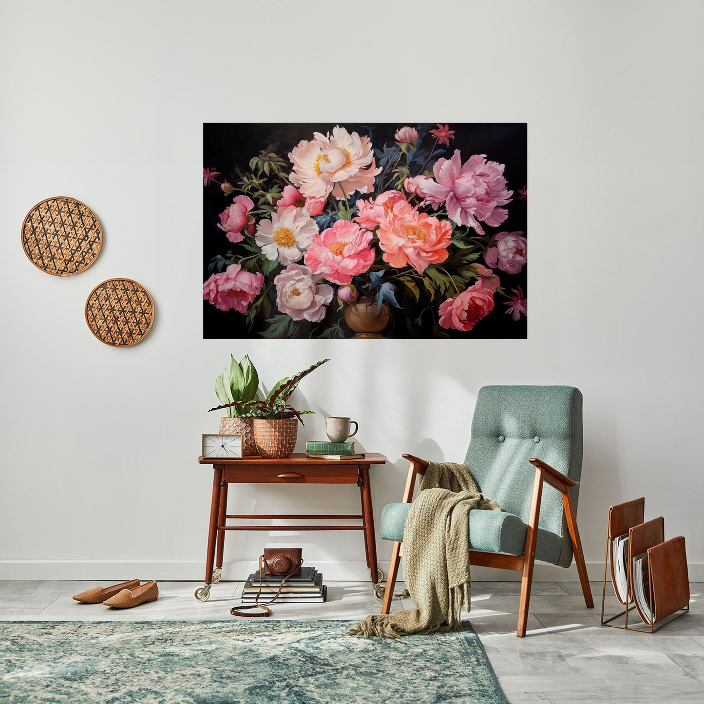 PEONIE IN FIORE Poster orizzontale staccabile e attaccabile