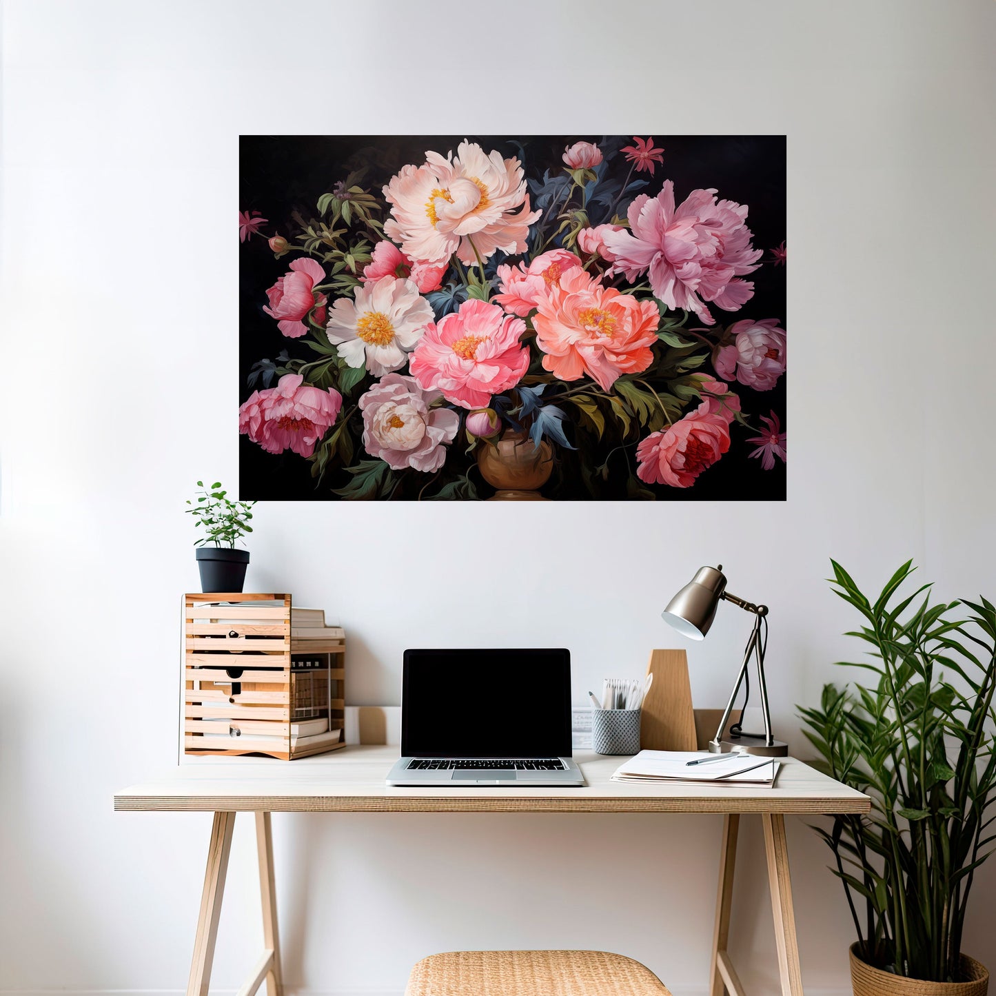PEONIE IN FIORE Poster orizzontale staccabile e attaccabile