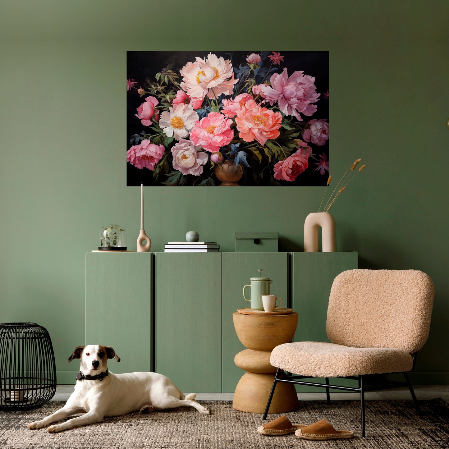 PEONIE IN FIORE Poster orizzontale staccabile e attaccabile