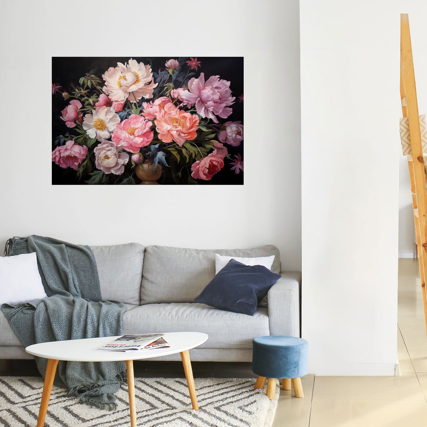 PEONIE IN FIORE Poster orizzontale staccabile e attaccabile