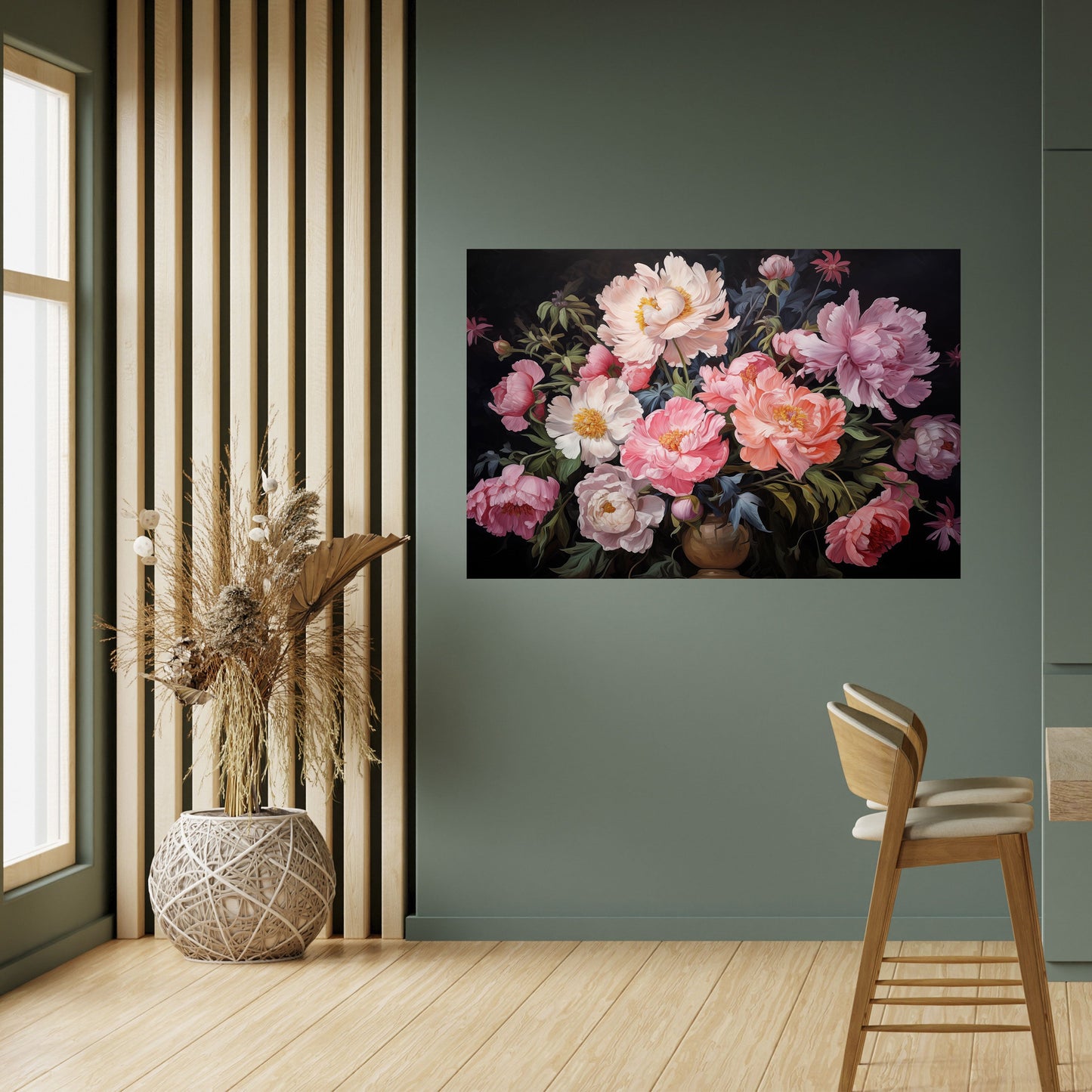 PEONIE IN FIORE Poster orizzontale staccabile e attaccabile