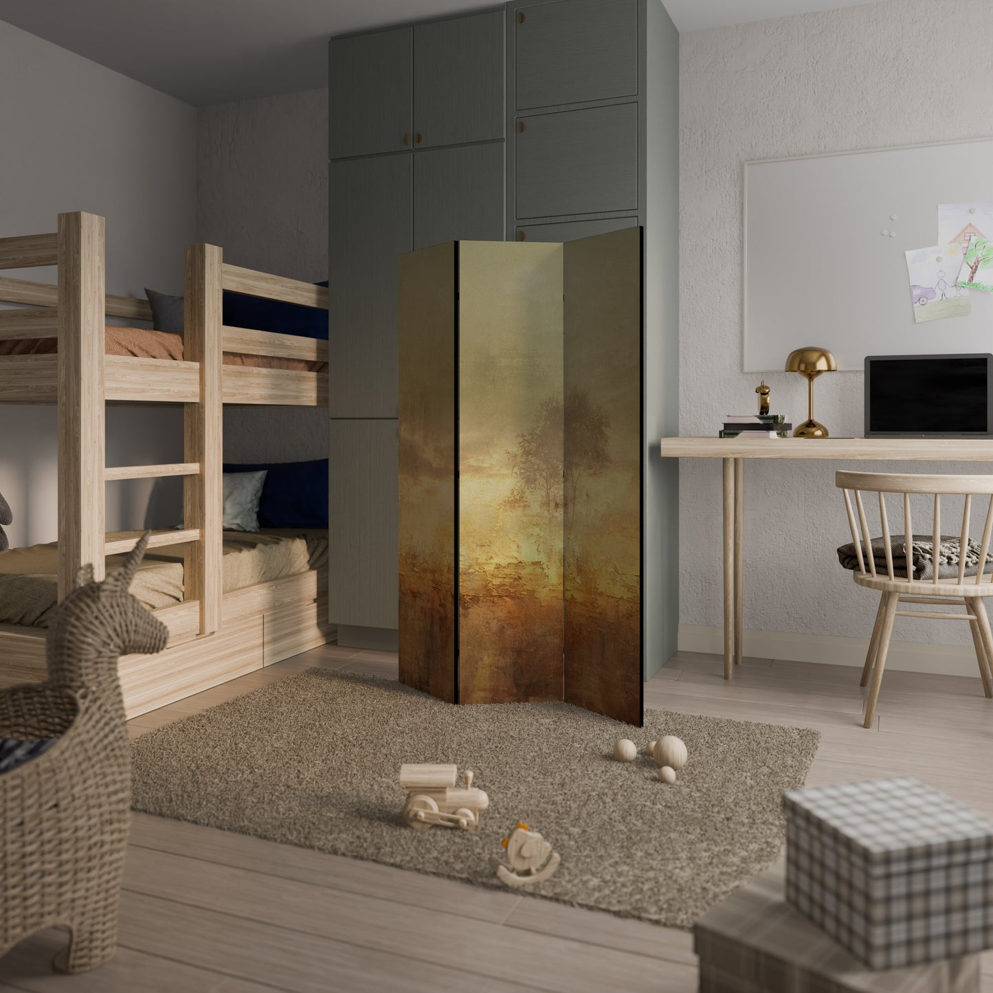 Divisorio decorativo per ambienti a 3 pannelli AMBER DREAMSCAPE