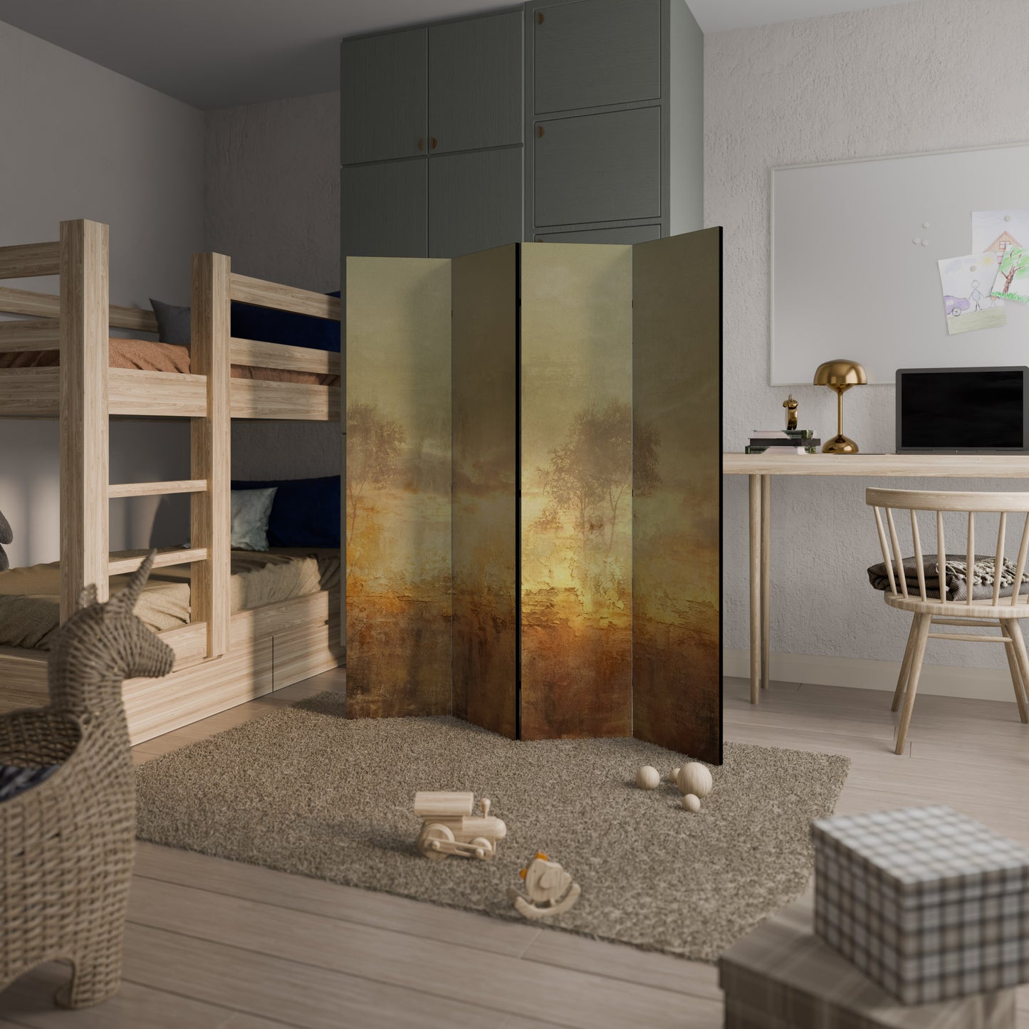 Divisorio decorativo per ambienti AMBER DREAMSCAPE a 4 pannelli