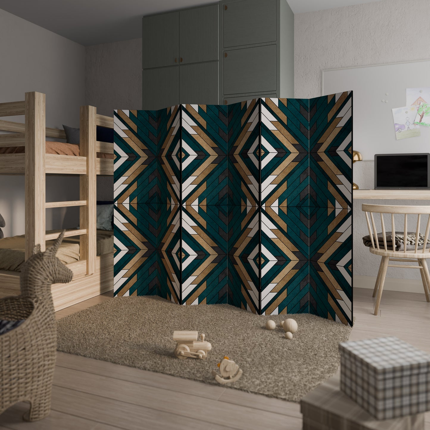 ARTISTIC GEOMETRY Decorative 6-Panel Room Divider