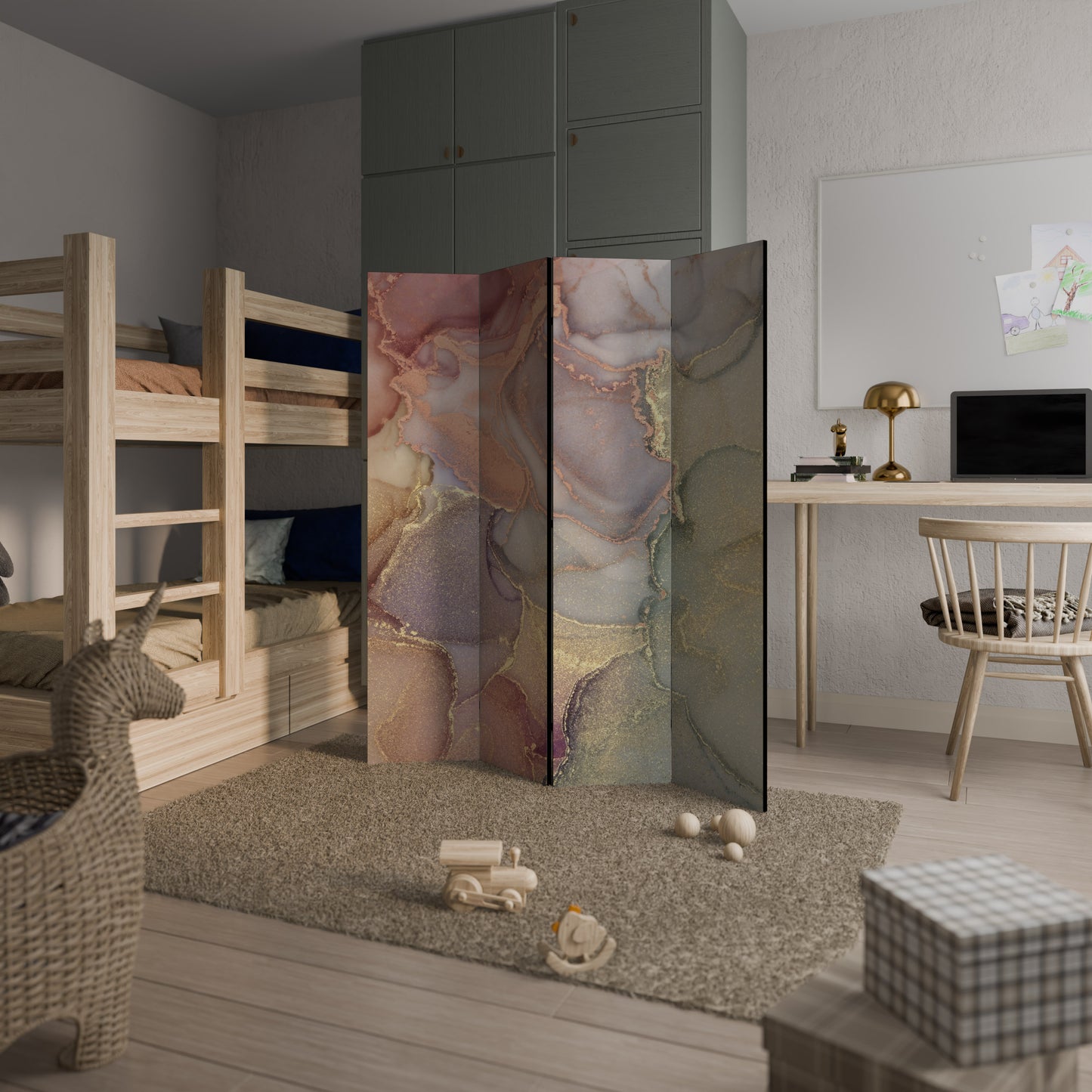 GOLDEN DREAMSCAPE RHYTHM - Divisorio decorativo per ambienti a 4 pannelli