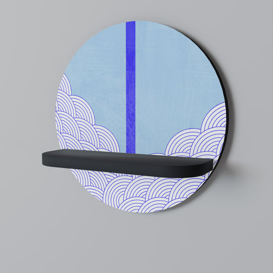 TIDAL STRIPE Round Art Shelf In Black Finish