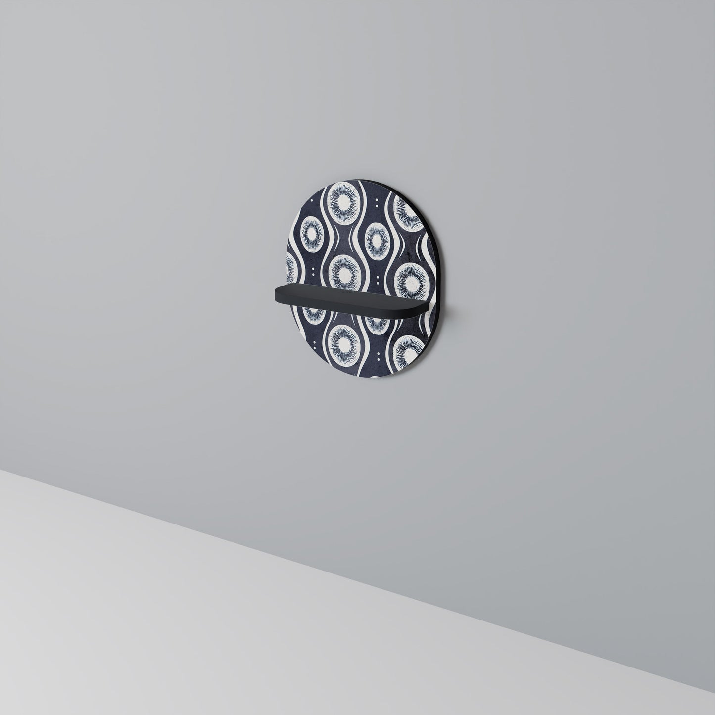 GRAPHITE EYES Oval Art Shelf In Black Finish