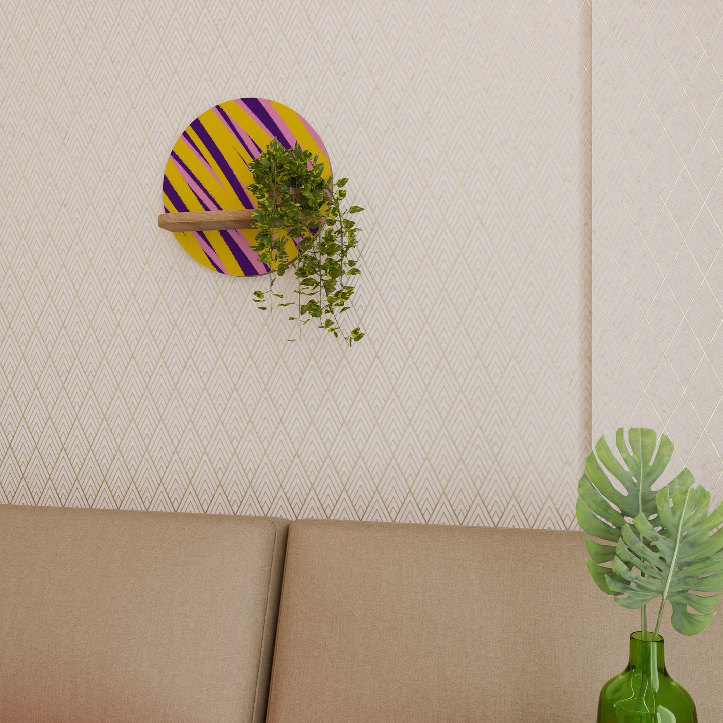 I SOGNI DIVENTANO REALTÀ Mensola rotonda per opere d'arte in effetto rovere