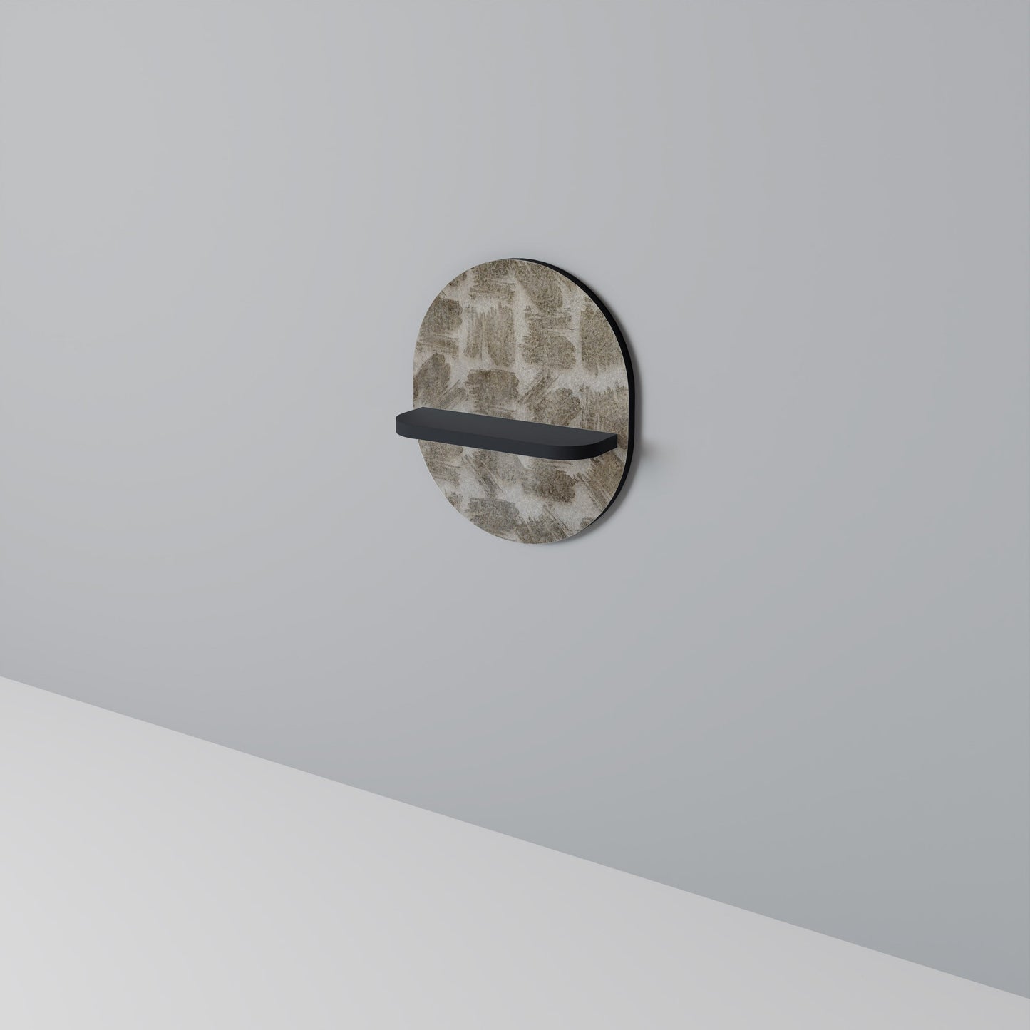SLIGHTLY BLURRED Oval Art Shelf In Black Finish