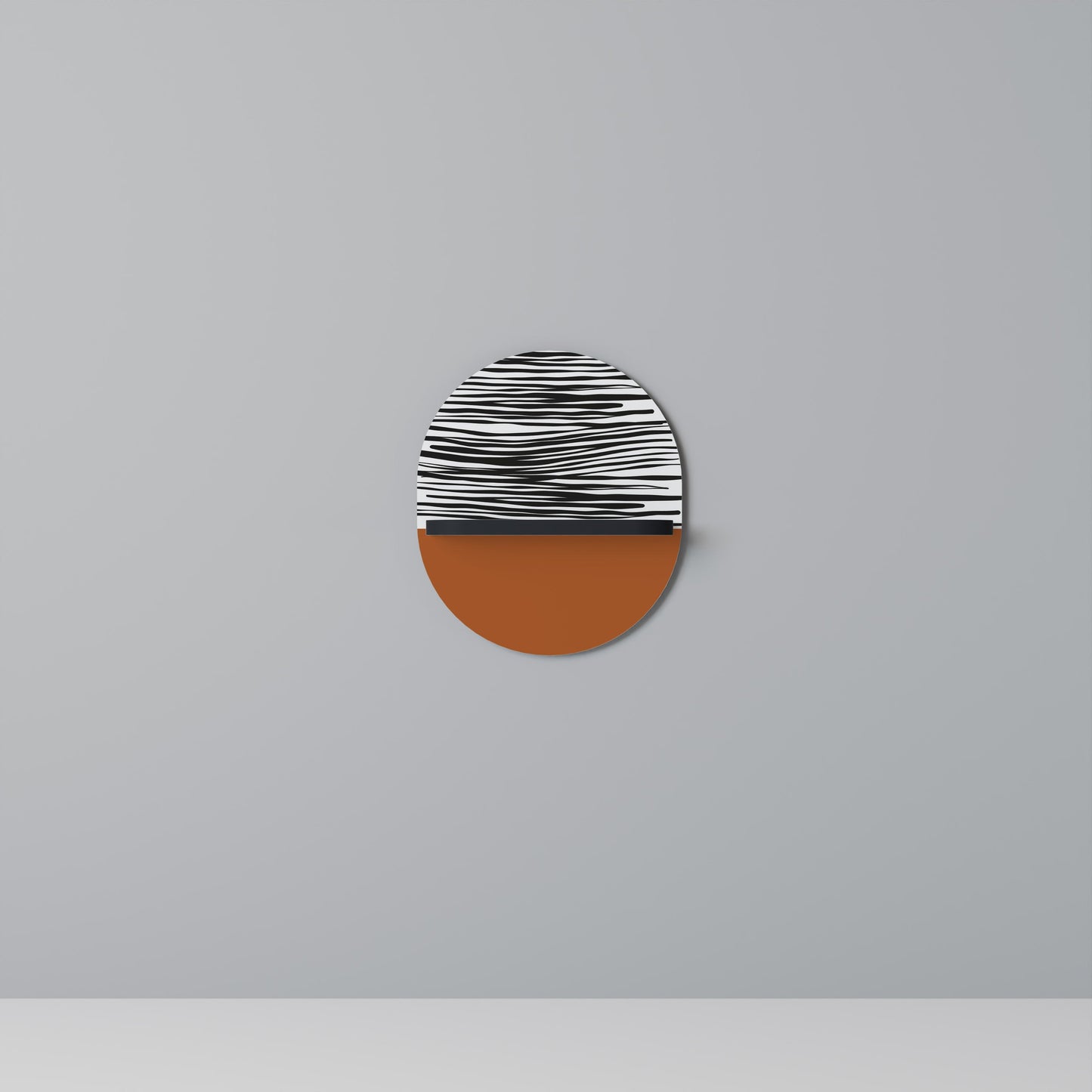RADIANT ZEBRA Oval Art Shelf In Black Finish