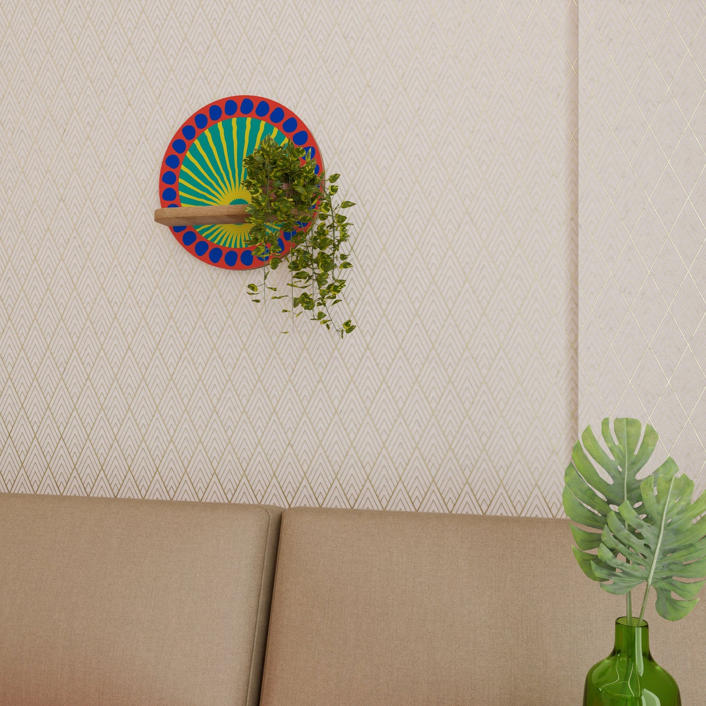 SHIMMER SPECTRUM Mensola rotonda per arte in effetto rovere