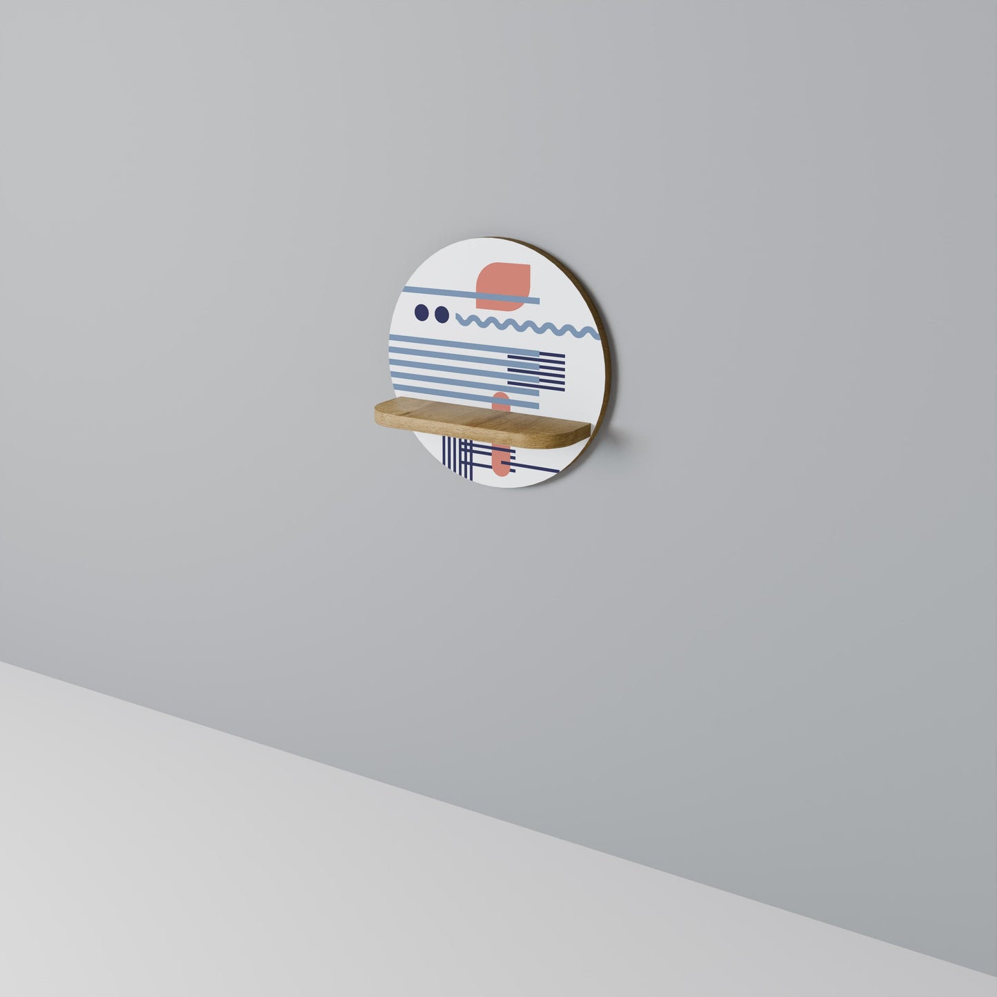 VIBRANT VERSE Mensola rotonda per opere d'arte in effetto rovere