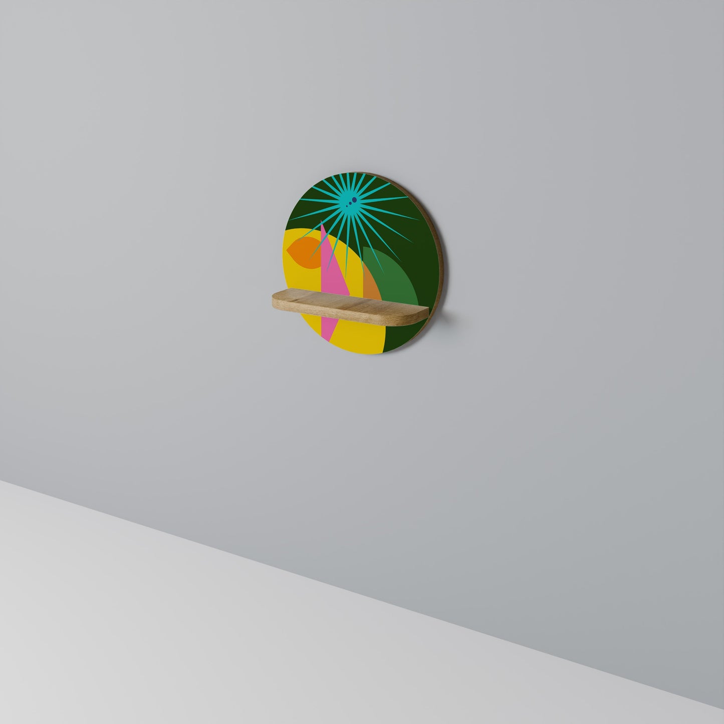 Mensola rotonda RADIANT RAY in effetto rovere