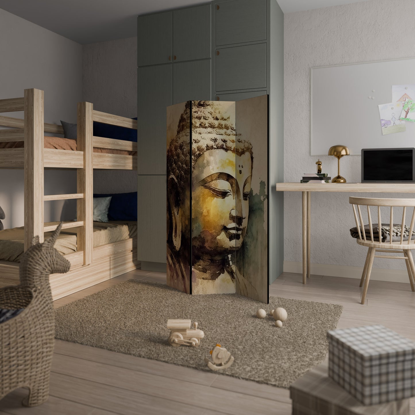 TRANQUIL BUDDHA WHISPERS - Divisorio decorativo per ambienti a 3 pannelli