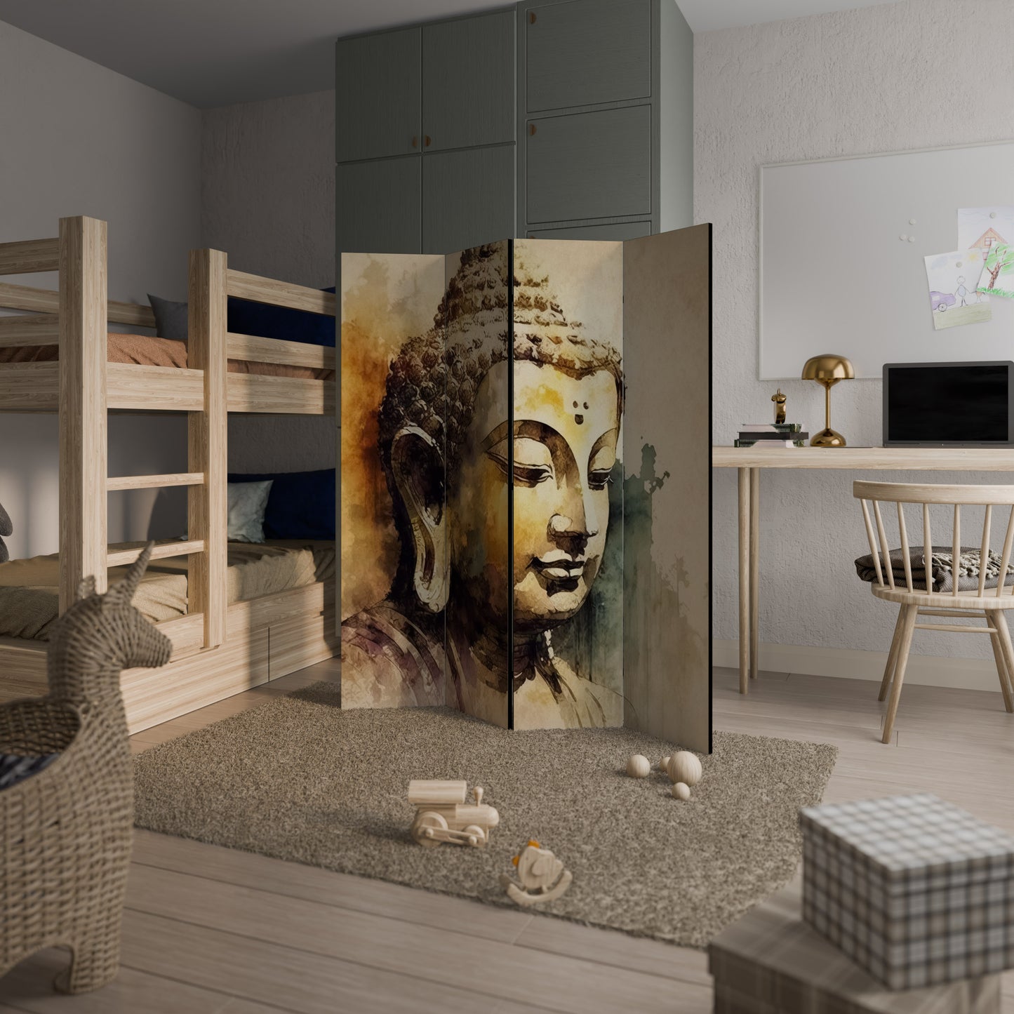 TRANQUIL BUDDHA WHISPERS - Divisorio decorativo per ambienti a 4 pannelli