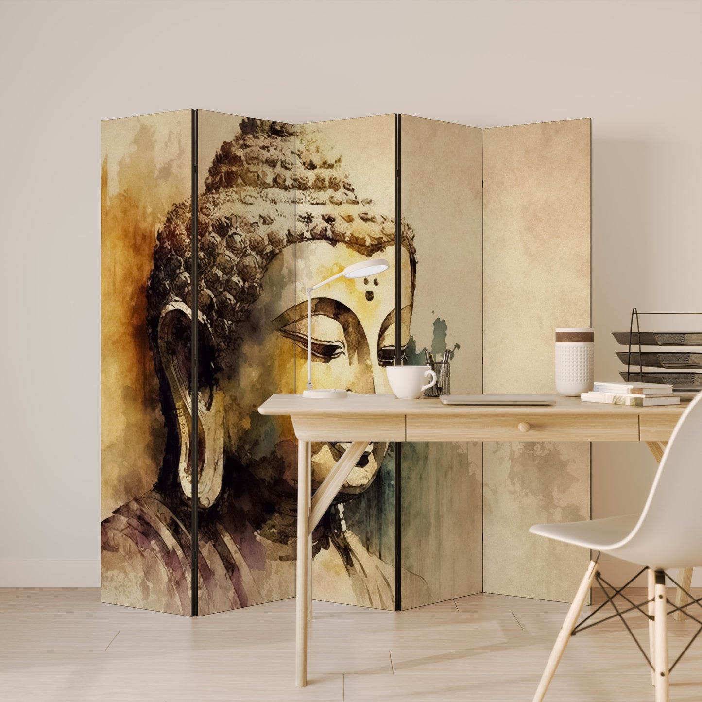 TRANQUIL BUDDHA WHISPERS - Divisorio decorativo per ambienti a 5 pannelli