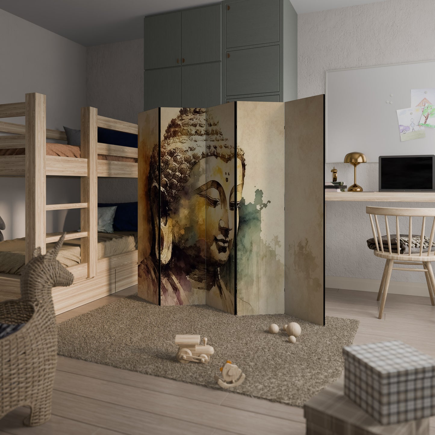 TRANQUIL BUDDHA WHISPERS - Divisorio decorativo per ambienti a 5 pannelli