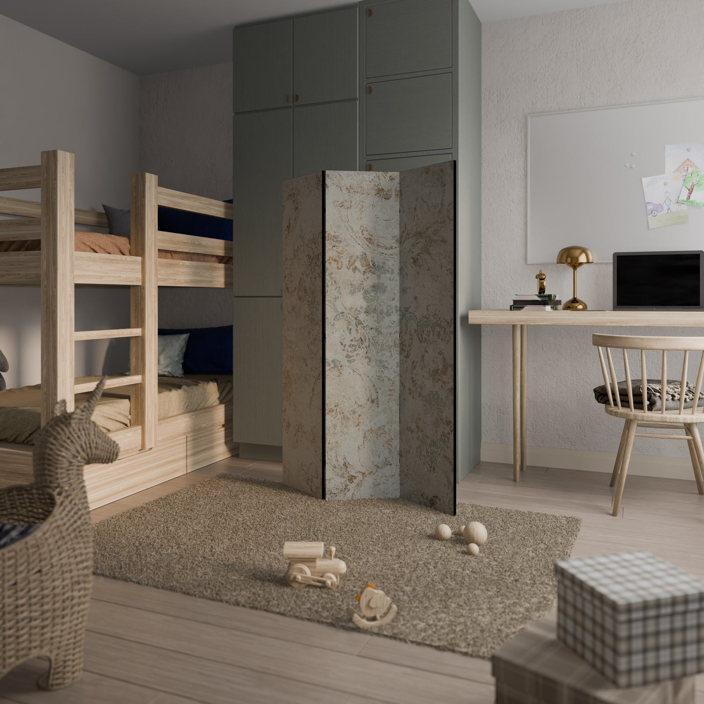 Divisorio decorativo per ambienti a 3 pannelli FADED ELEGANCE