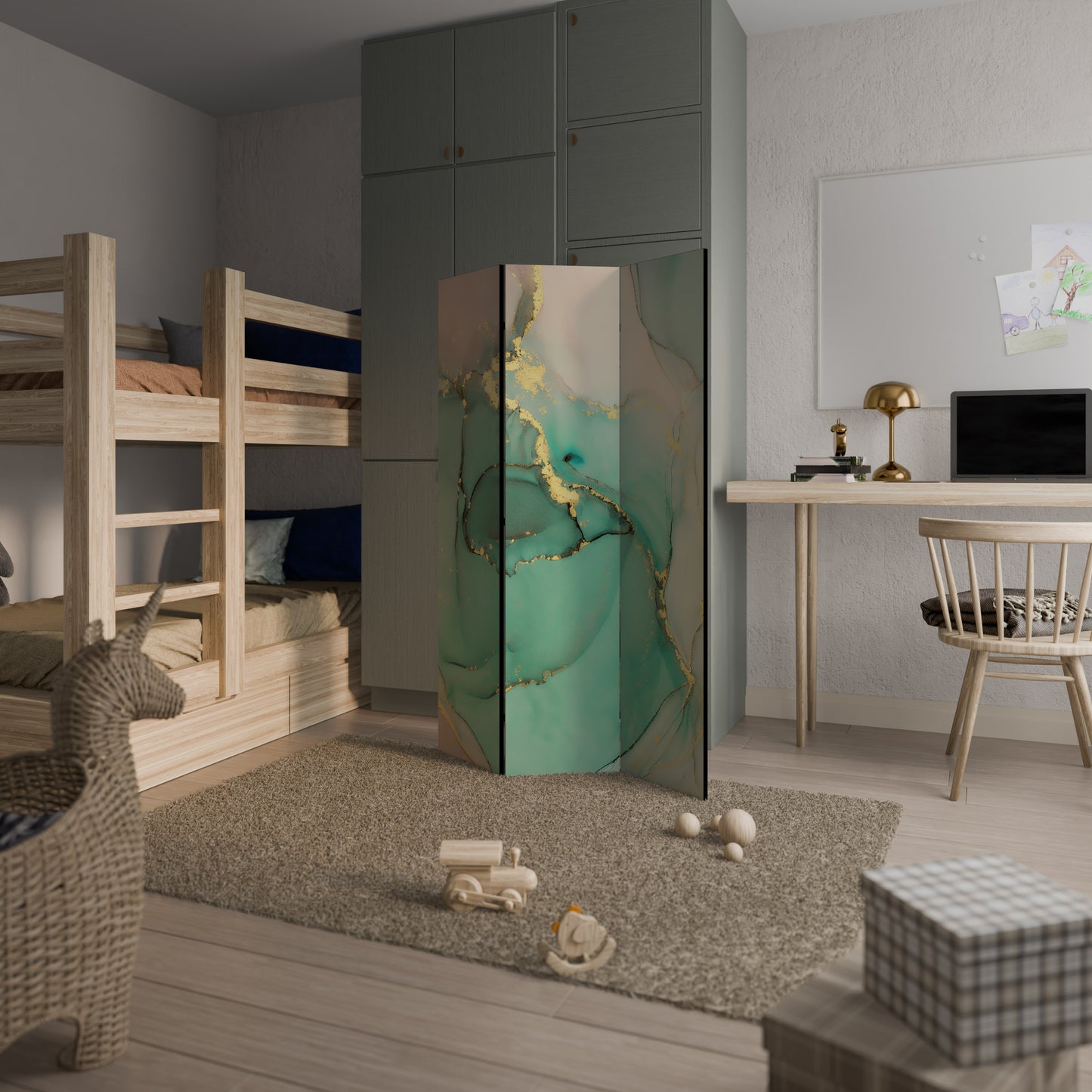 Divisorio decorativo per ambienti a 3 pannelli MARBLEIZED MYSTIQUE