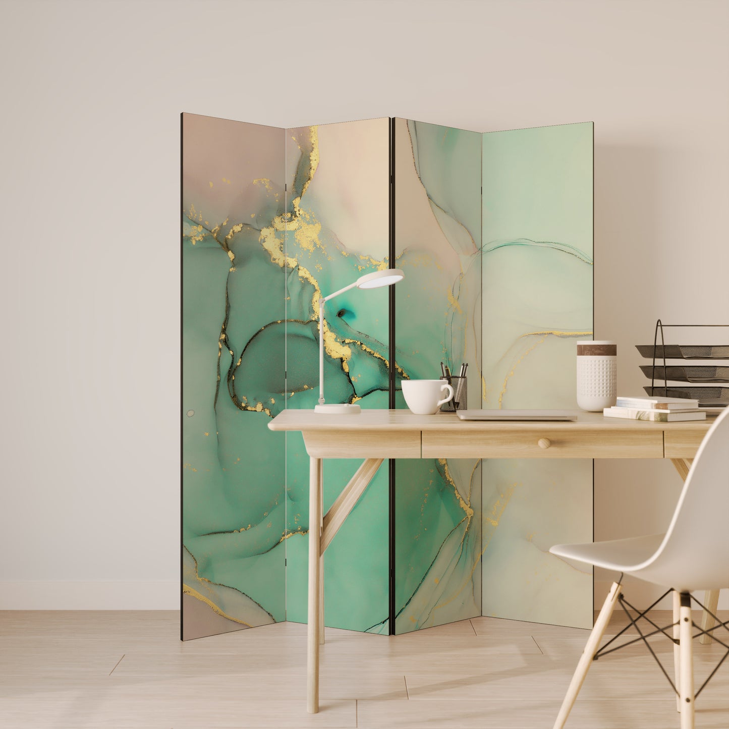 Divisorio decorativo per ambienti a 4 pannelli MARBLEIZED MYSTIQUE