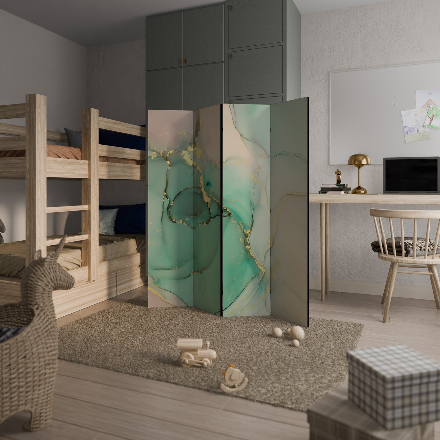 Divisorio decorativo per ambienti a 4 pannelli MARBLEIZED MYSTIQUE