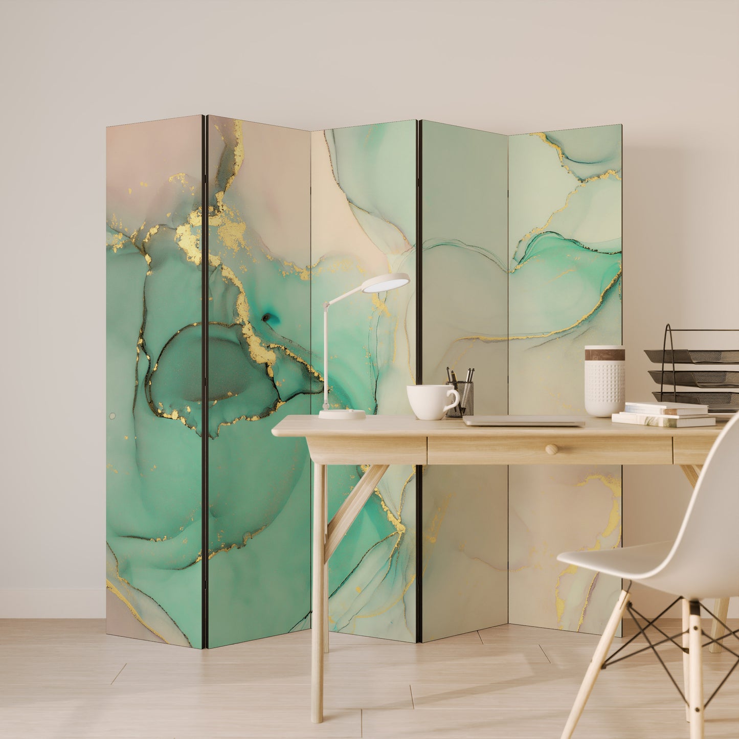 Divisorio decorativo per ambienti a 5 pannelli MARBLEIZED MYSTIQUE