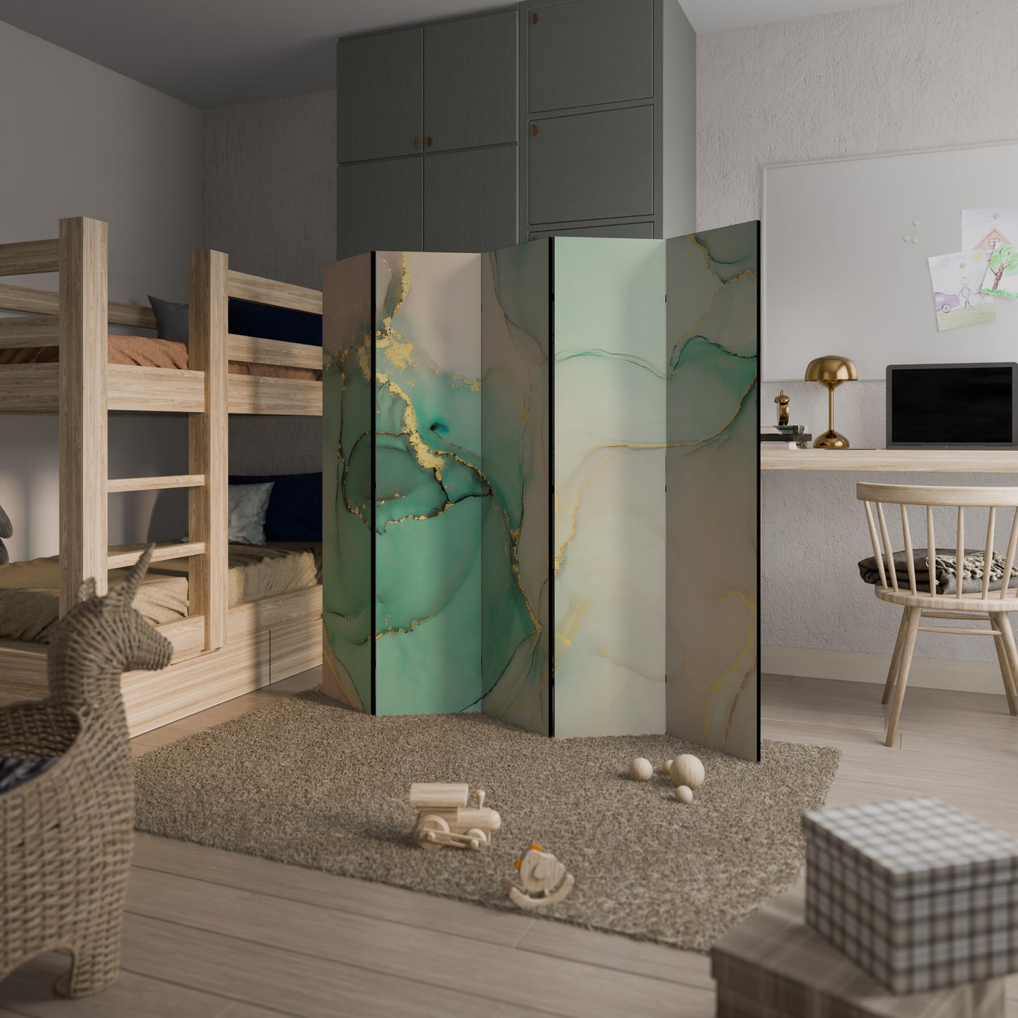 Divisorio decorativo per ambienti a 5 pannelli MARBLEIZED MYSTIQUE